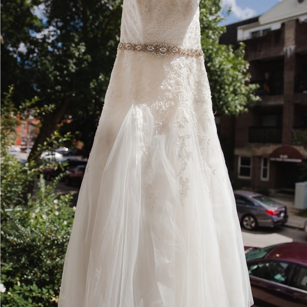 David's Bridal Strapless Ivory Dress